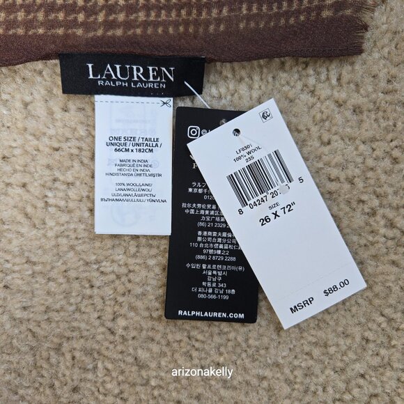 NWT Ralph Lauren Wool Lightweight Scarf Equestrian - Picture 7 of 9